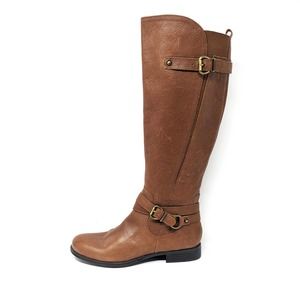 Naturalizer Shoes Womens 9 Jodee Boots Brown Tan Leather Zip Riding Knee High